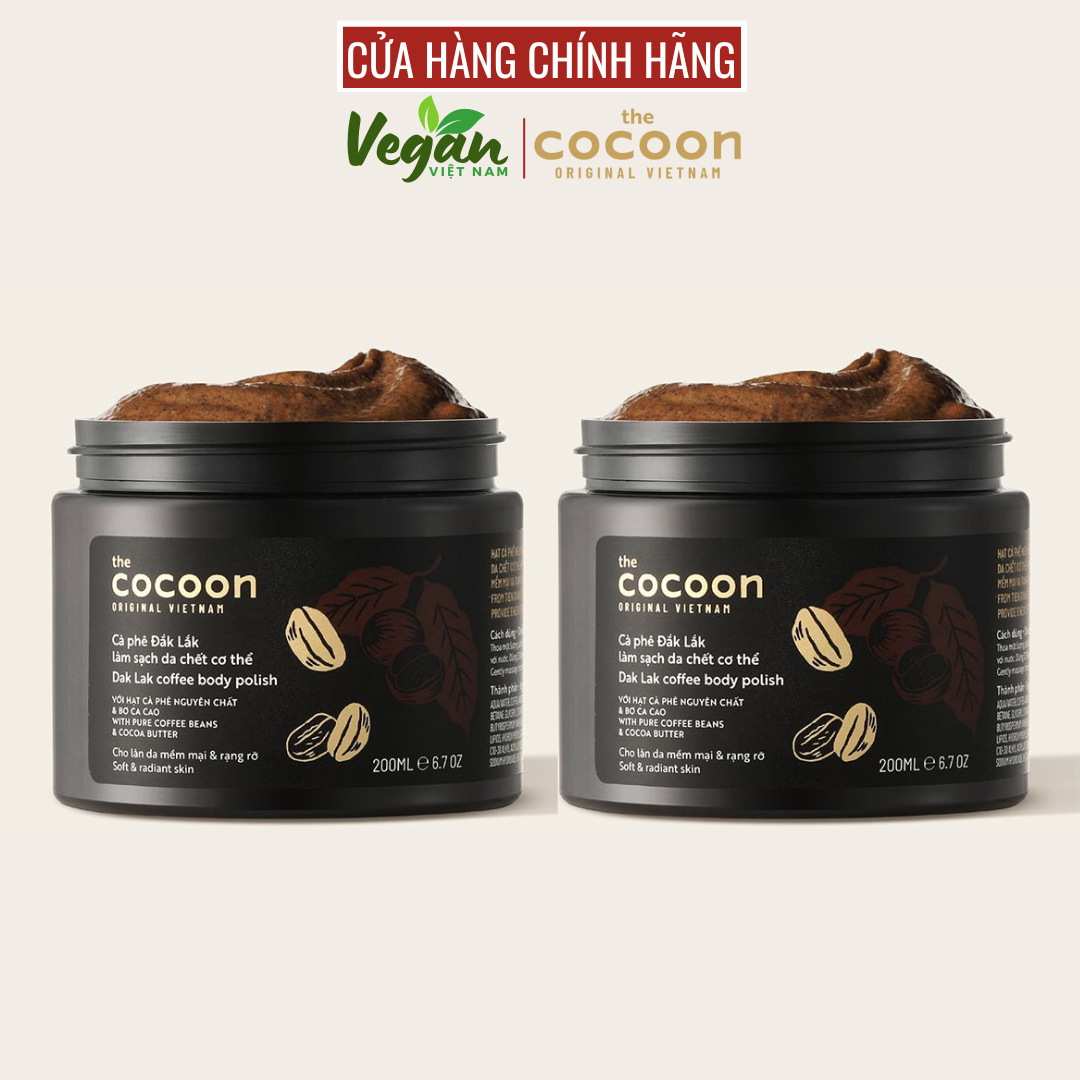 Combo tiết kiệm cà phê đăk lăk làm sạch da chết loại bỏ mụn thâm ở lưng giúp da sáng mịn cocoon - vegan việt nam