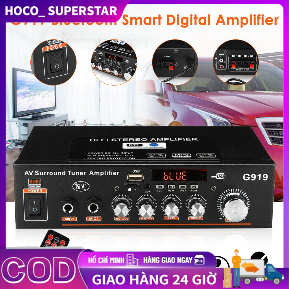 Bộ khuếch đại Protable 600W 220V/12V Mini Âm thanh nổi HiFi Bộ khuếch đại công suất Bộ thu bluetooth 2 CH AMP Máy phát âm thanh trên xe hơi cho gia đình có điều khiển từ xa Máy nghe radio Loa siêu trầm Khuếch đại âm thanh nổi trên xe hơi