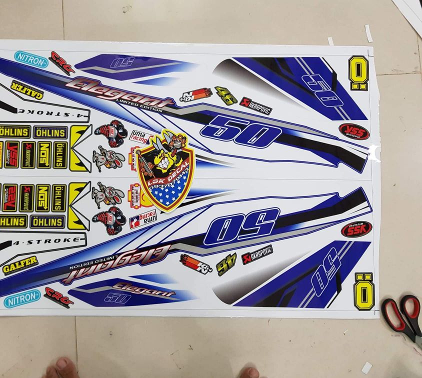 Tem elegant 50 xanh trắng