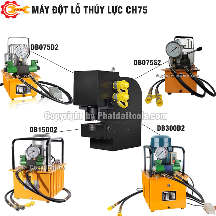 Máy đột lỗ thủy lực CH75B 2 hồi dầu-Đột tôn dầy 12mm-Đúc tiện nguyên khối