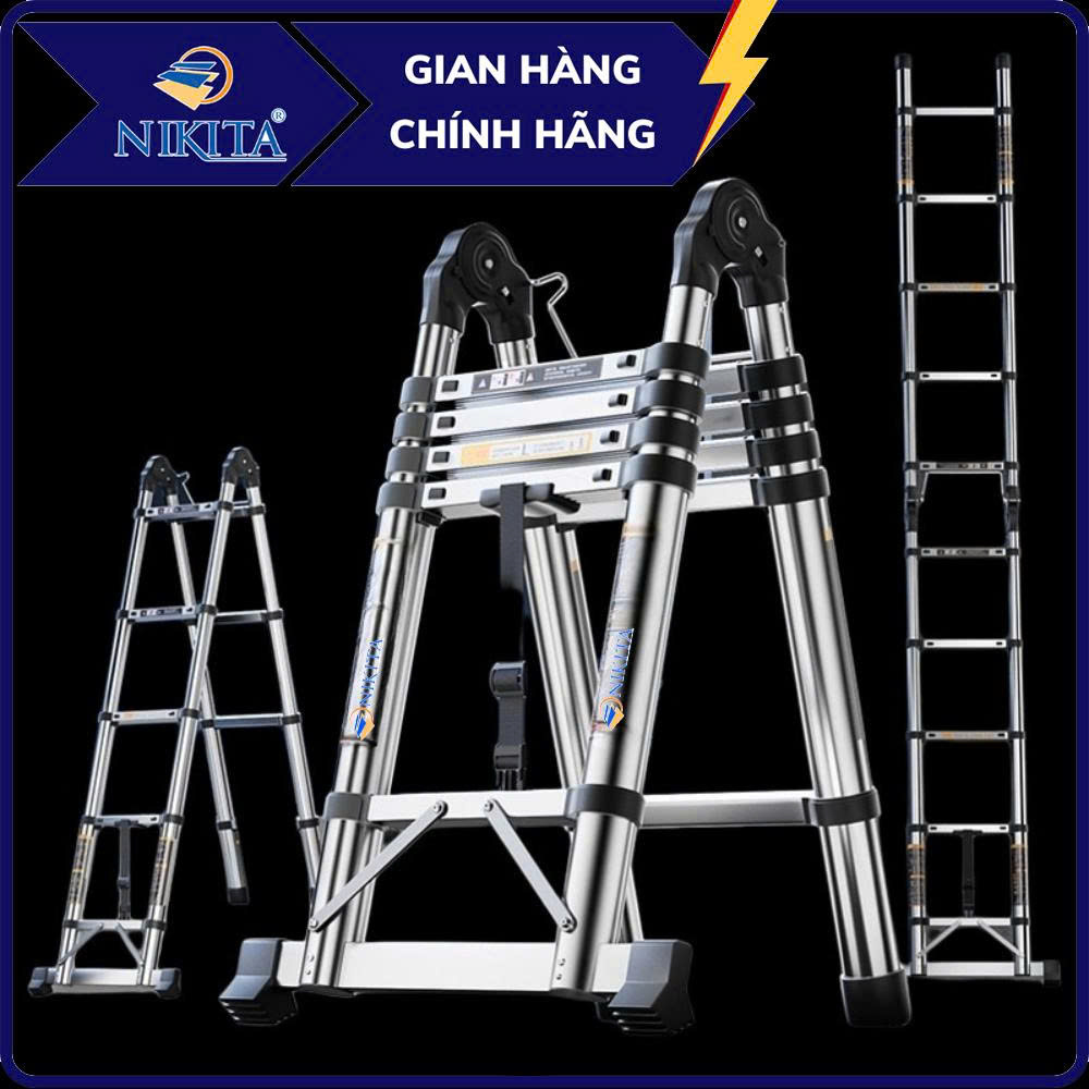 Thang rút đôi Inox - chống rỉ sét - chất liệu bền, cứng - mẫu mới 2025