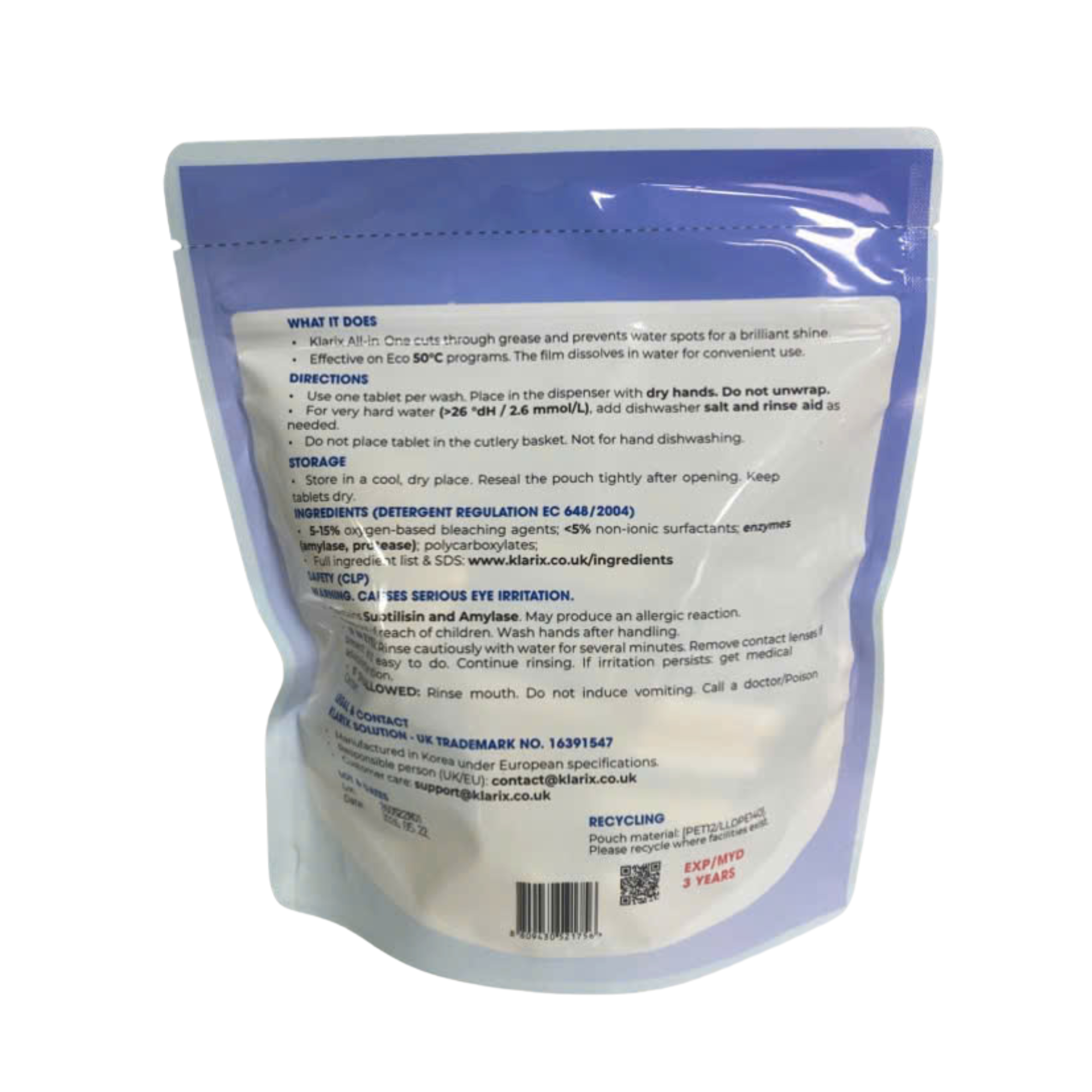[GIFT] Viên Rửa Bát Klarix Túi 30 Viên Không Hương, Màng Bọc Tự Tan