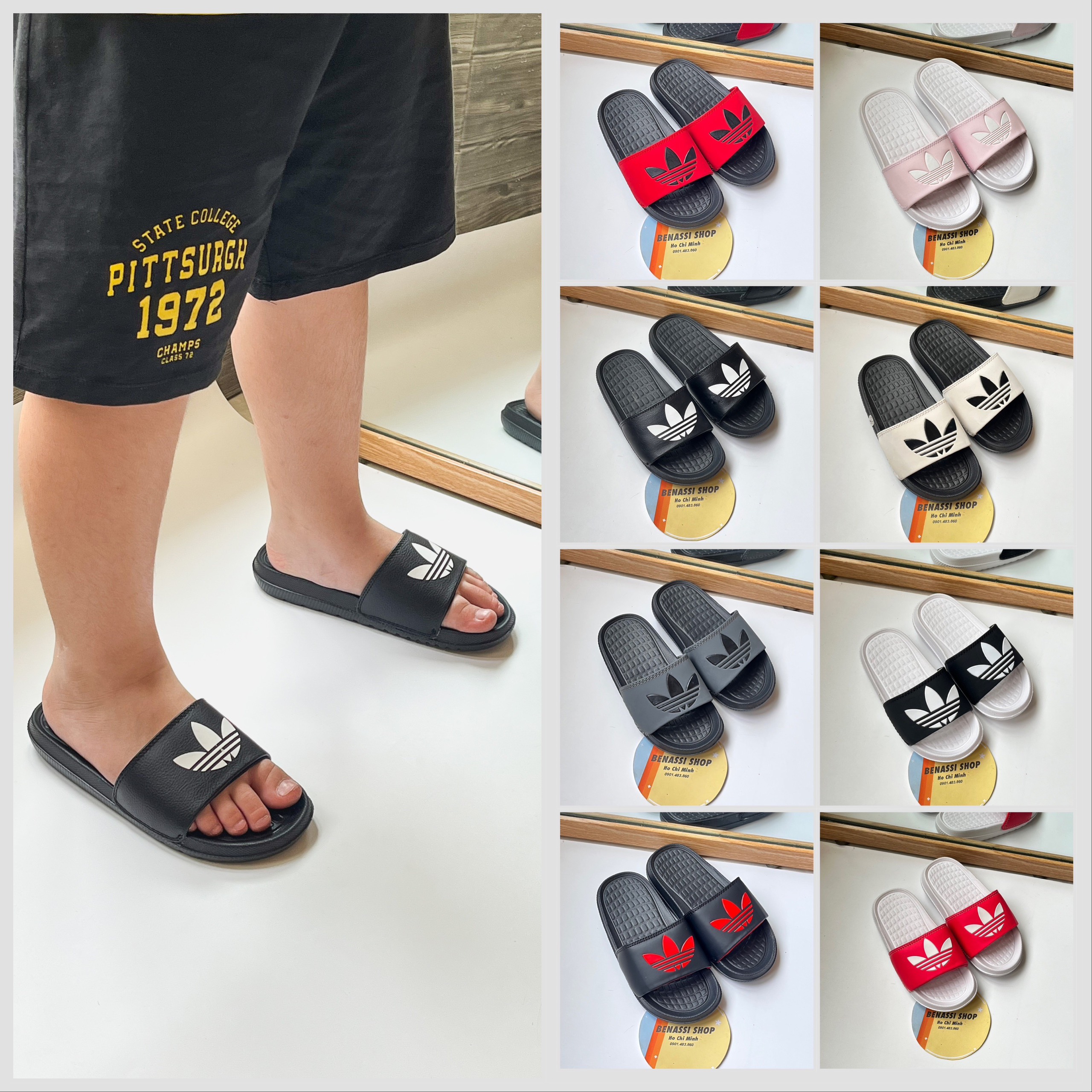 Dép trẻ em quai ngang adidas logo 3 lá thể thao