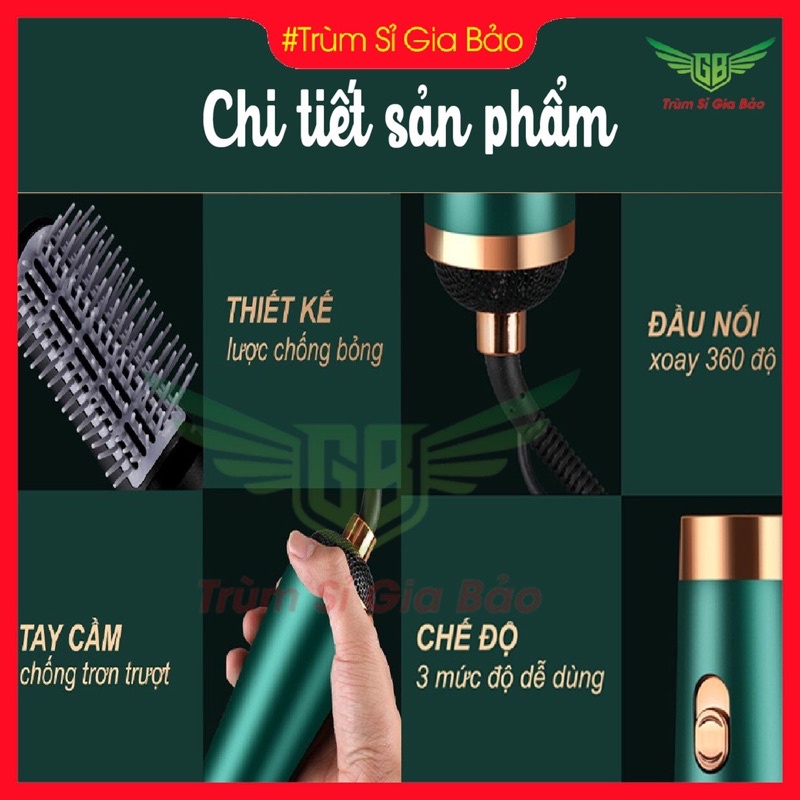 Máy sấy tóc mini đa năng 4 in 1 công suất lớn, máy làm tóc uốn chải tiện lợi không tay cầm phong cách Hàn Quốc.