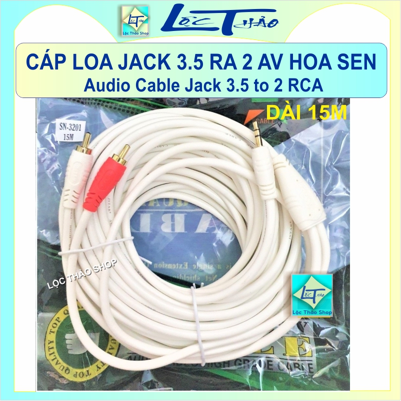 Cáp loa Jack 3.5 ra 2 đầu bông sen AV dài 15M Jstar Honjianda JSJ Cao Cấp chống nhiễu - Dây cáp Jack 3.5 ra 2 AV, Dây loa 1 ra 2, Cáp loa 1 đầu Jack 3.5 ra AV - Audio Cable Jack 3.5 to 2 RCA