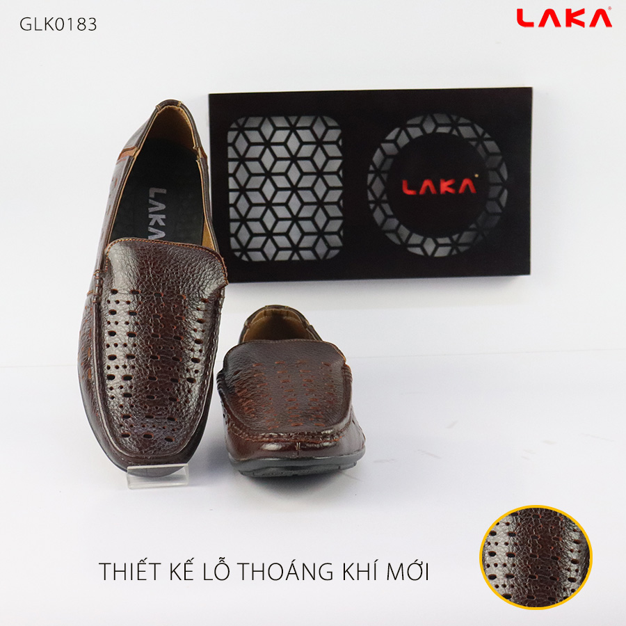 Giày Nam Công Sở Da Bò Thật Đục Lỗ Thoáng Khí LAKA GLK0183 Phong Cách Thời Trang Lịch Lãm
