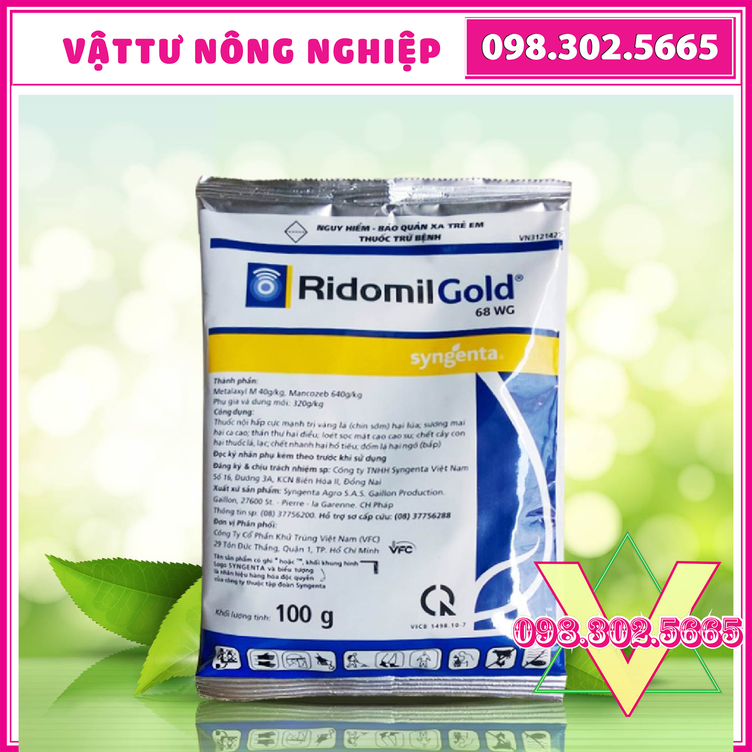 [Chính hãng] Chế phẩm trừ bệnh Ridomil Gold 68WG 100gr