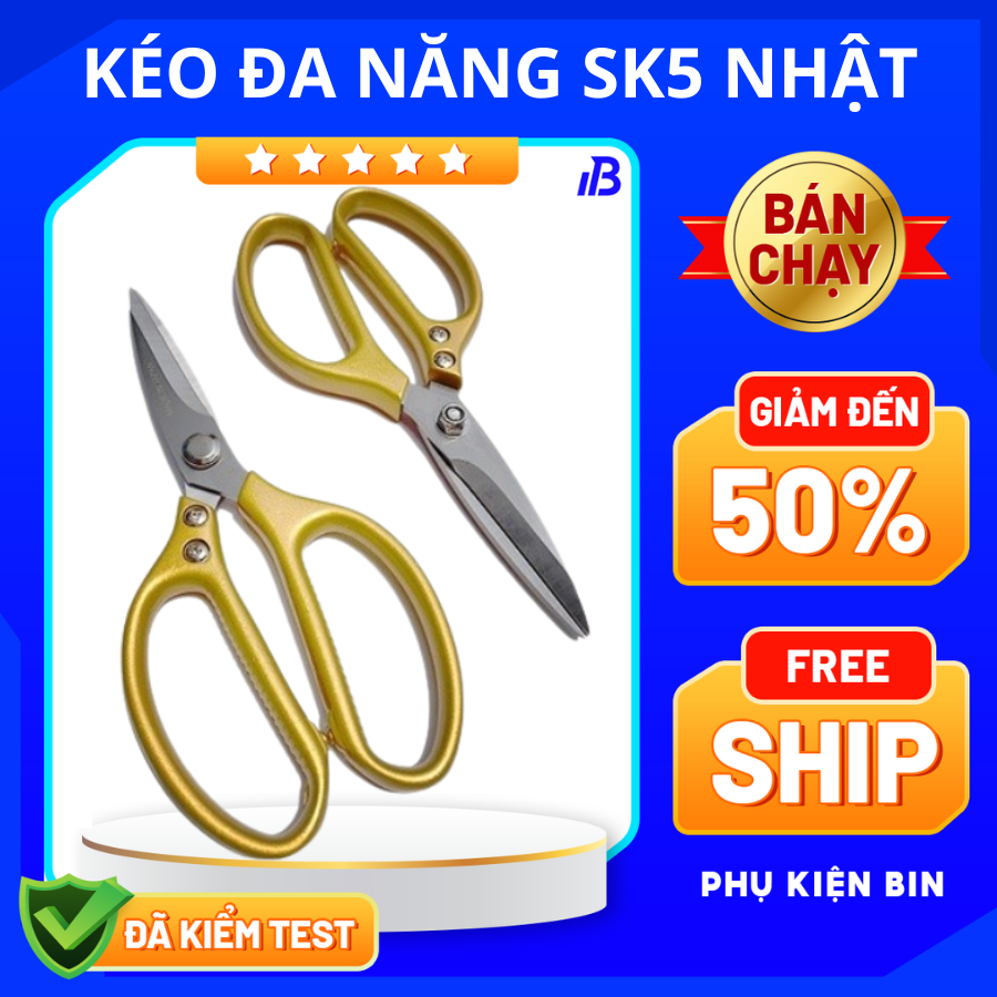 Kéo Nhật SK5 đa năng siêu bền, Kéo Thép nhập khẩu Nhật Bản cắt xương gà, vịt đa năng siêu bền