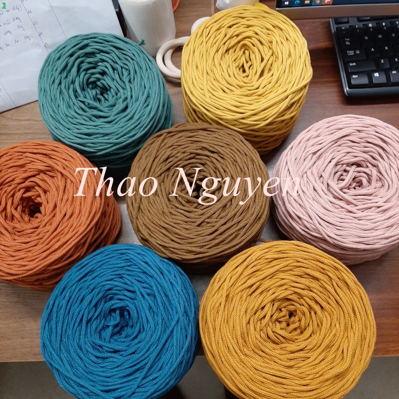 Dây thừng macrame, dây dệt mắt na. Nhiều màu sắc - 3mm