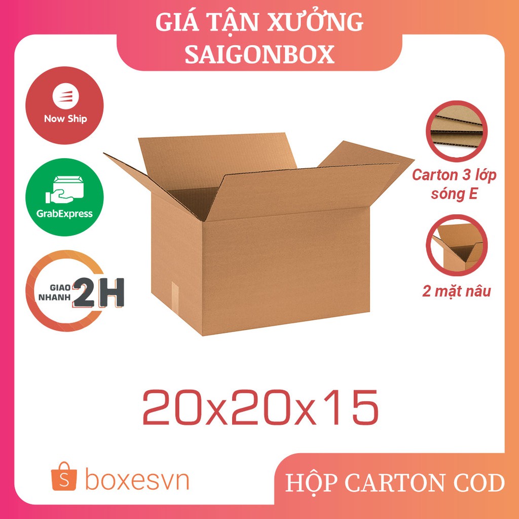 [GIÁ TẬN XƯỞNG] Combo 20 thùng hộp giấy carton size 20x20x15 cm đóng gói hàng hóa