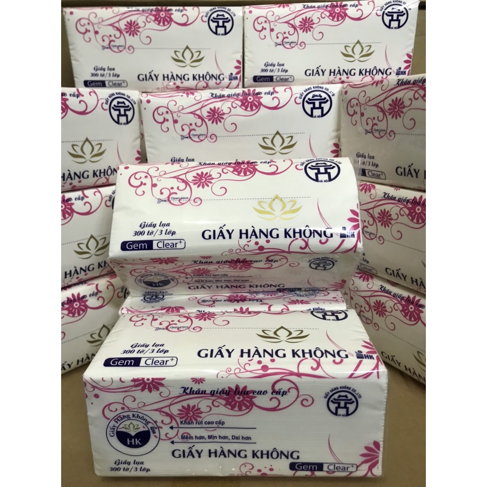 Combo 10 gói giấy rút lụa hàng không 300 tờ 3 lớp
