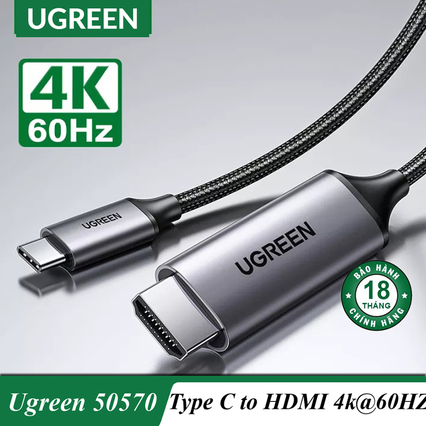 Cáp USB Type-C to HDMI hỗ trợ 4K/60hz Ugreen 50570 cao cấp