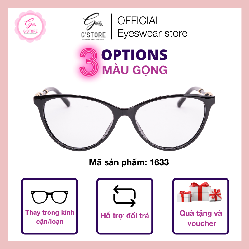 Gọng kính mắt mèo nữ thời trang gọng mắt kim loại thiết kế dáng mắt mèo nhiều màu 1633