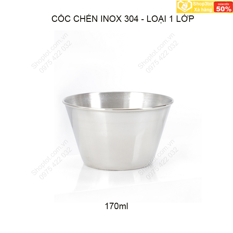 Bát chén đựng gia vị bằng inox 304 loại 1 lớp 170ml (Hà Nội-hàng có sẵn)