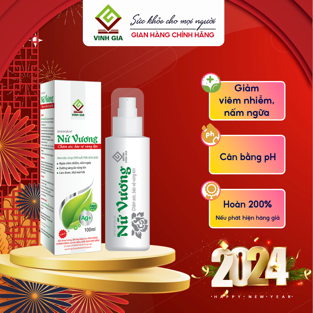 Dung Dịch Vệ Sinh Phụ Nữ - Nữ Vương Gel VG Làm Sạch Vùng Kín Hàng Ngày 100ml