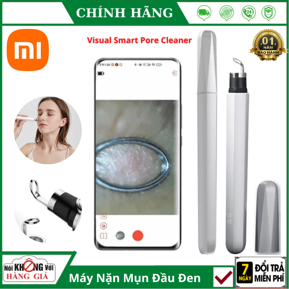 Máy nặn mụn đầu đen Xiaomi có camera Visual Smart Pore Cleaner dụng cụ trị an toàn cho da cao cấp chuẩn spa - bảo hành 12 tháng