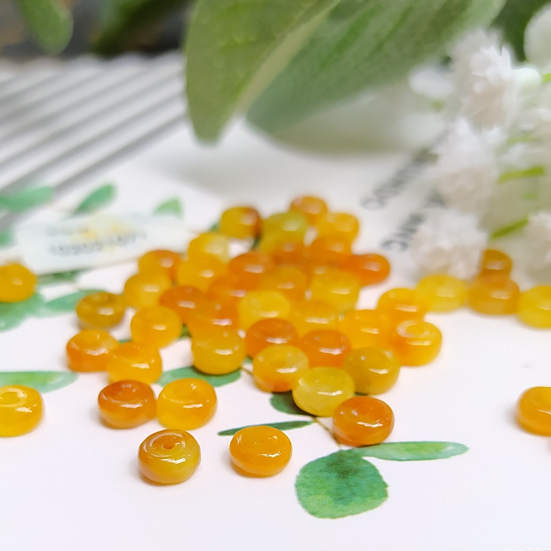 5 Hạt Ngọc Cẩm Thạch Vàng Cam Tròn Dẹp 5 x 2 Mm - NgocTTK Trang Sức Đá Quý Tự Thiết Kế, Hạt Đá Lẻ Xâu Vòng Tay, Vòng Cổ, Làm Charm, Mặt Dây Chuyền, Bông Tai, Thủ Công, DIY, Tự Làm Trang Sức, Trang Sức Đá, Đệm Hạt