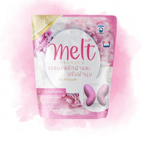 Viên Nước Giặt Xả Quần Áo Cao Cấp MELT 2IN1(Màu Hồng) - Thái Lan