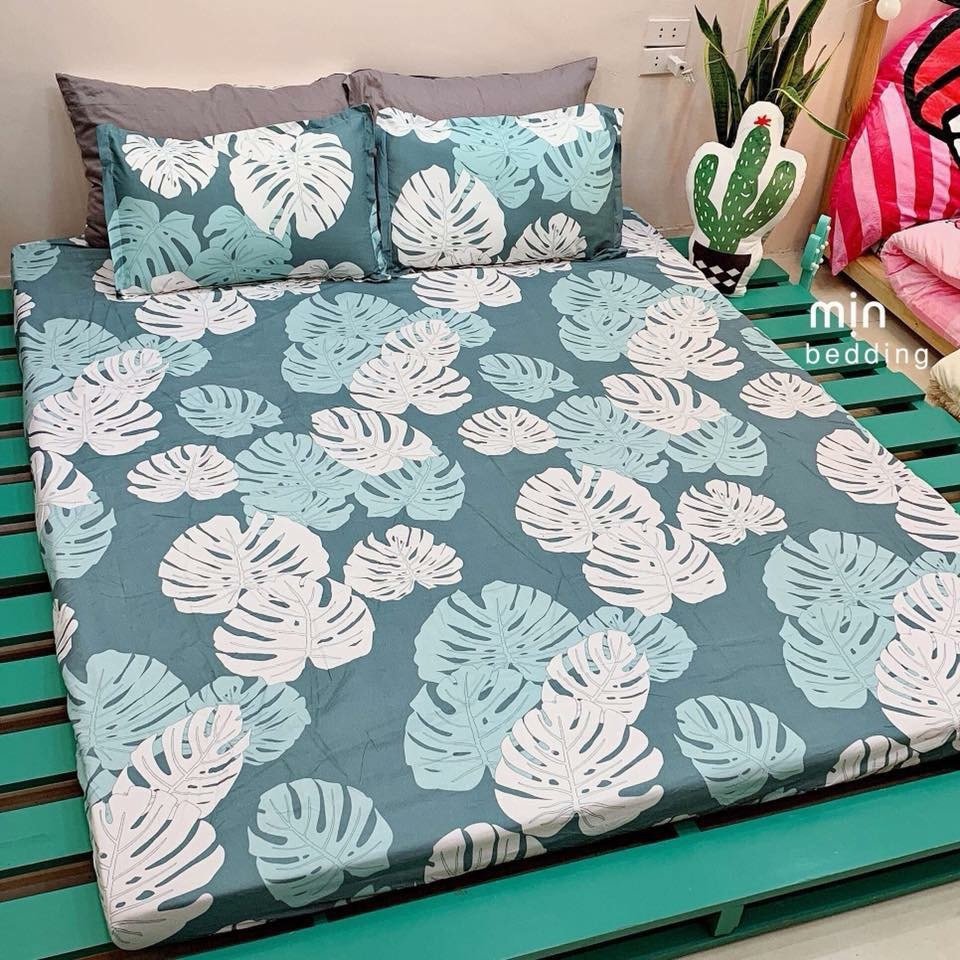 Bộ ga kèm 2 vỏ gối nằm 1m2 1m4 1m5 1m6 1m8 2m2[lá khoai]