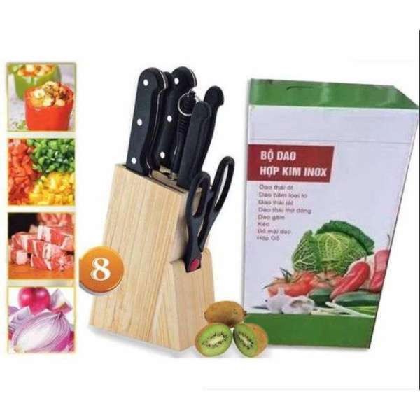 Bộ dao inox 7 món kèm hộp - bộ dao nhà bếp - bdin
