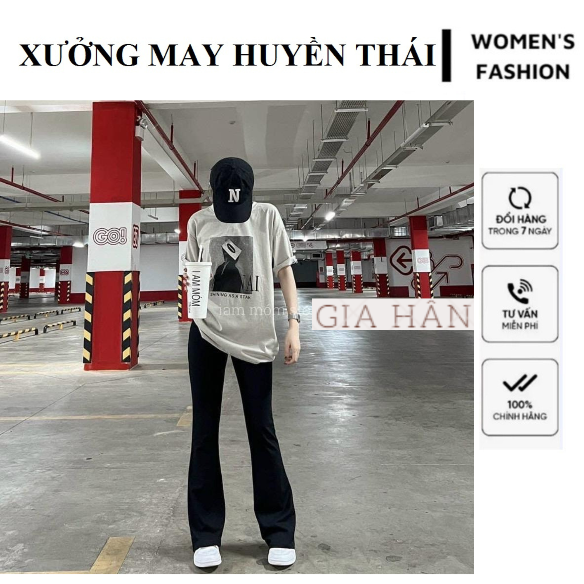 Quần ống loe nữ cạp cao dáng dài, quần legging nữ ôm ống loe tôn dáng