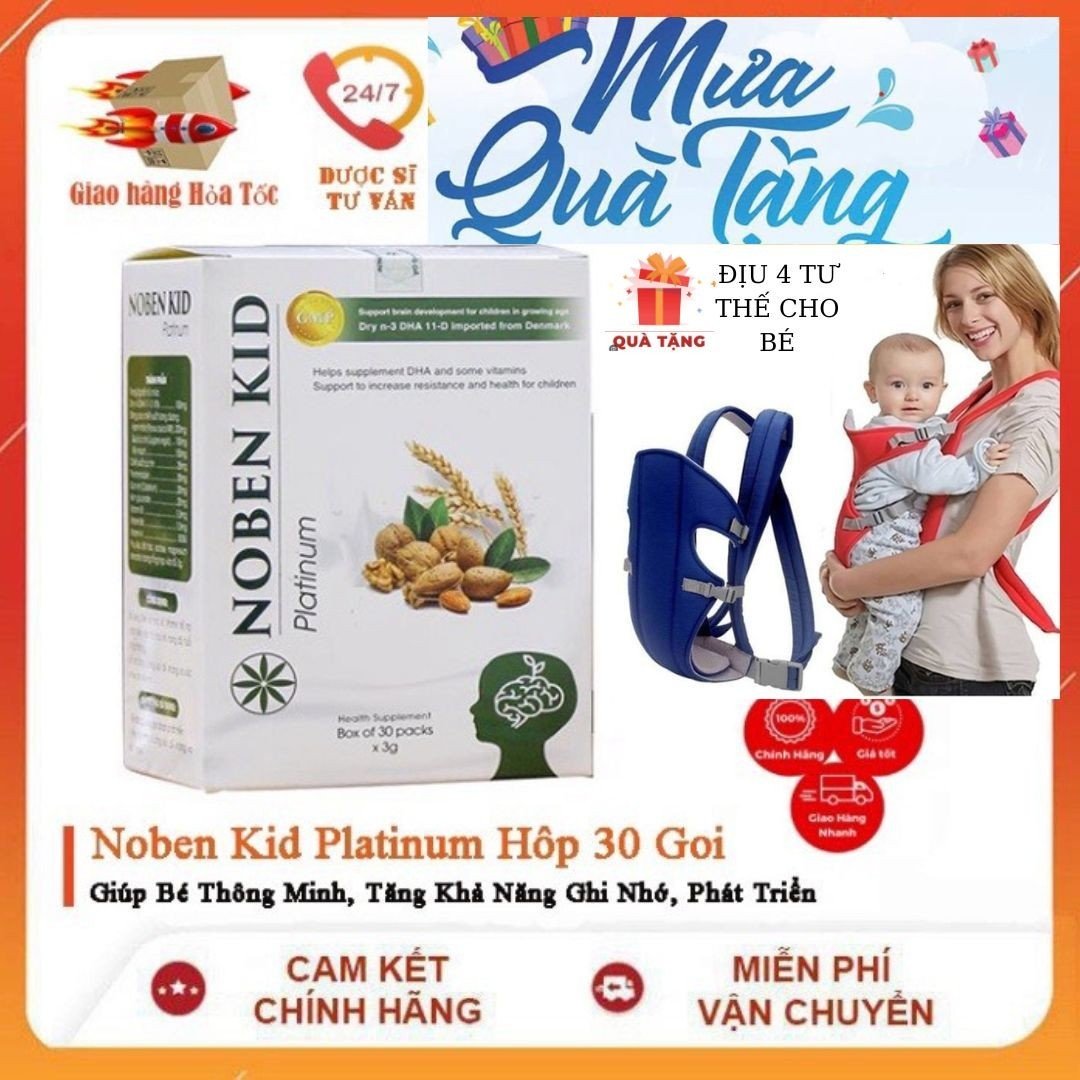 Cốm Trí Não Noben Kid Cho Bé Hộp 30 Gói Tặng Địu 4 Tư Thế Cho Bé