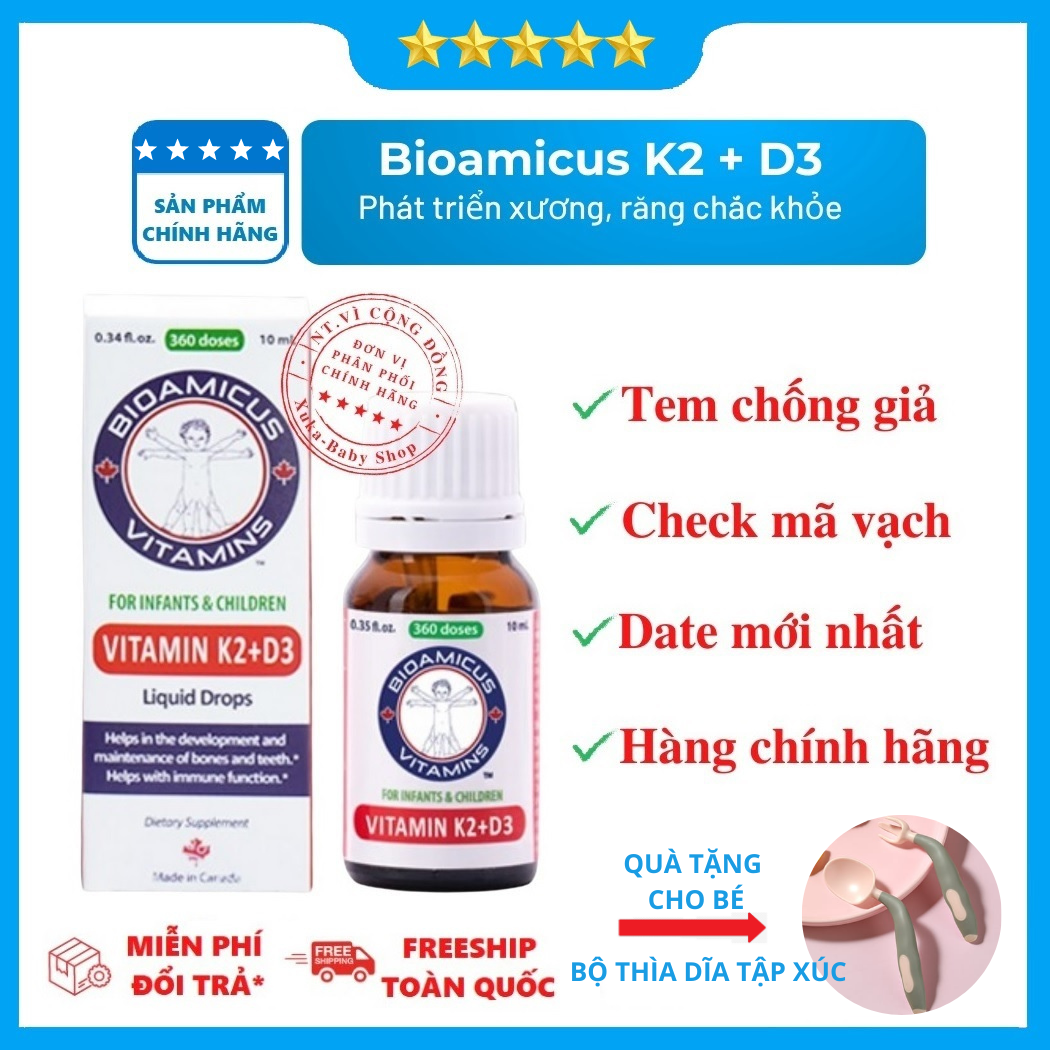 Bioamicus vitamin D3K2 nhập khẩu chính hãng Canada 10ml