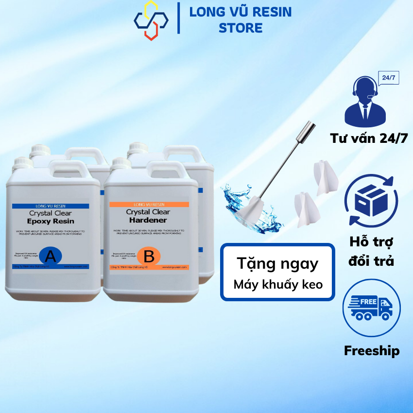 Keo epoxy đổ mặt bàn, keo epoxy resin trong suốt lrab 312 - bộ 20kg
