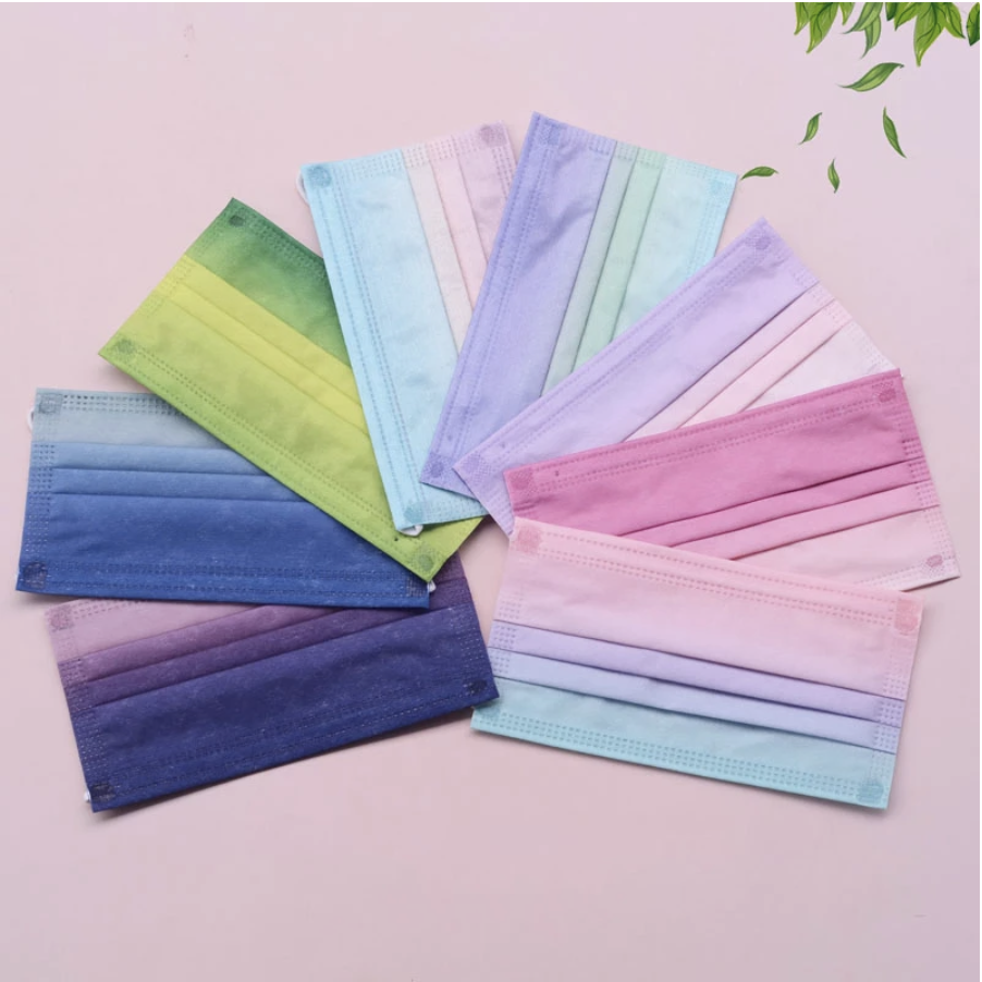 Set 10 Cái Khẩu Trang Pastel Omber 7 Sắc Cầu Vồng Mix Màu Hàng Quảng Châu Order Sẵn VF