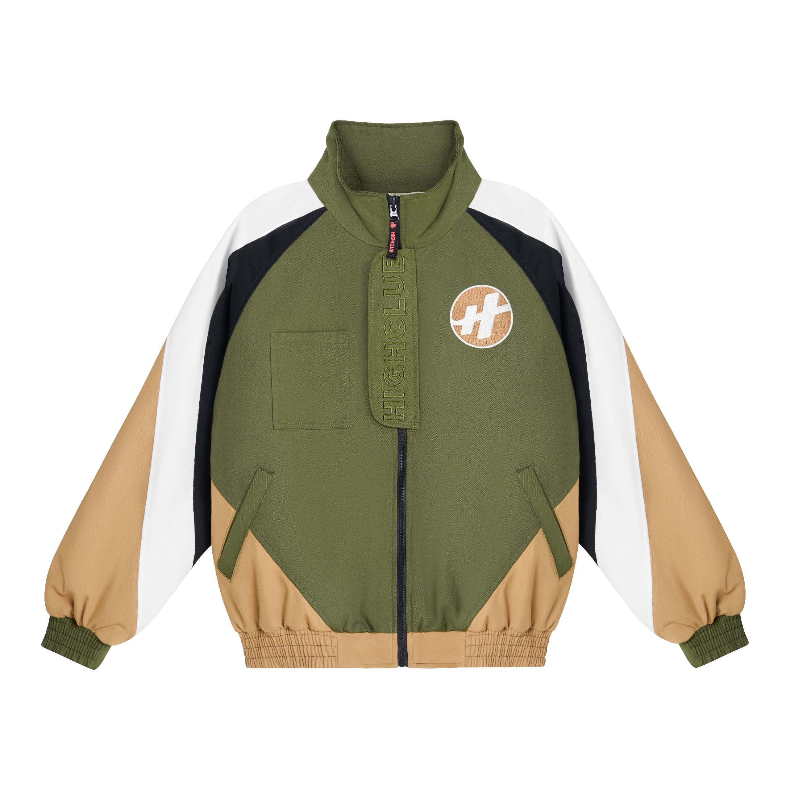 Áo khoác winbreaker vintage kaki phối màu thêu logo high club