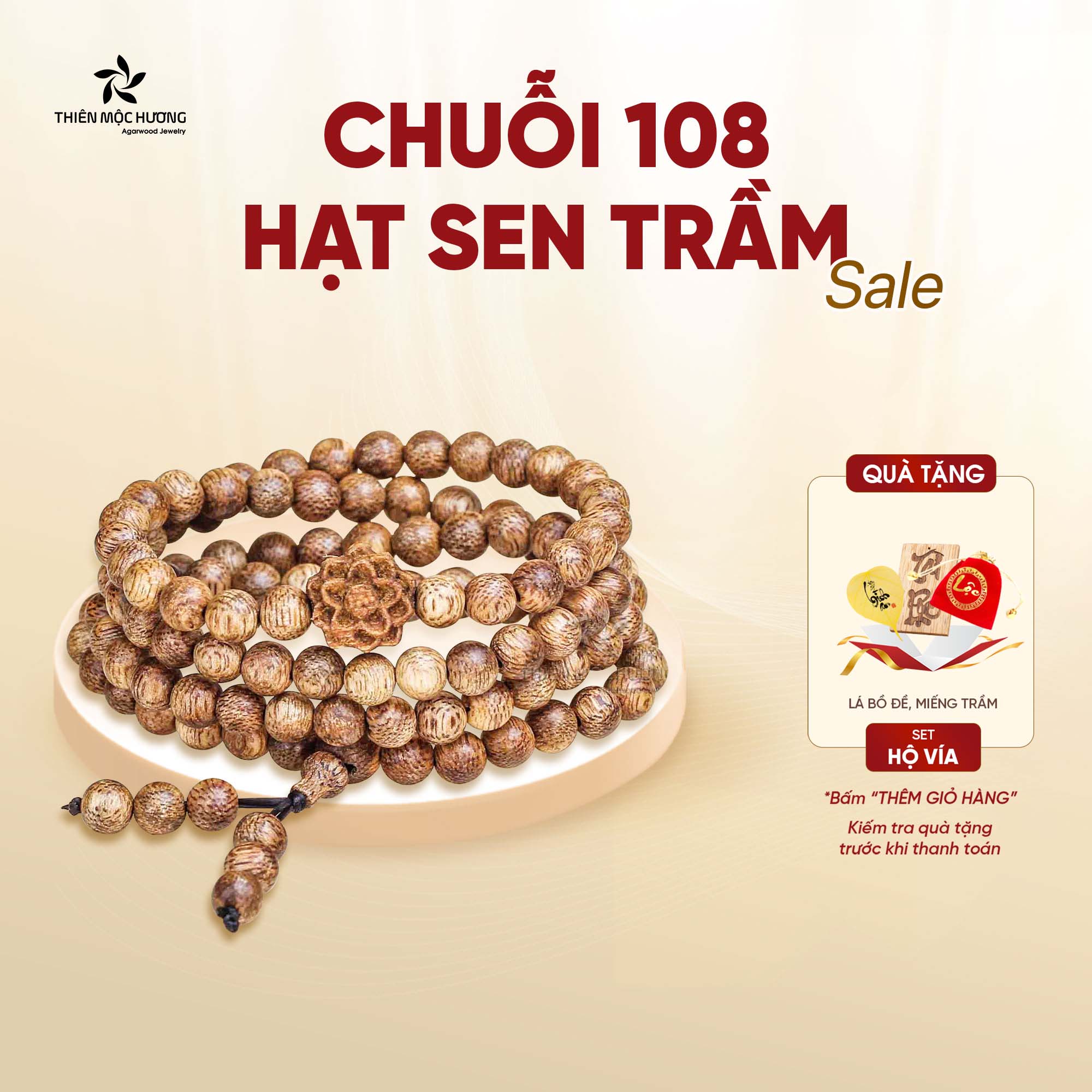 Vòng tay trầm hương tự nhiên, chuỗi 108 hạt Sen trầm Thiên Mộc Hương, trầm tốc Việt Nam - thơm nhẹ thư giãn, tinh thần an nhiên