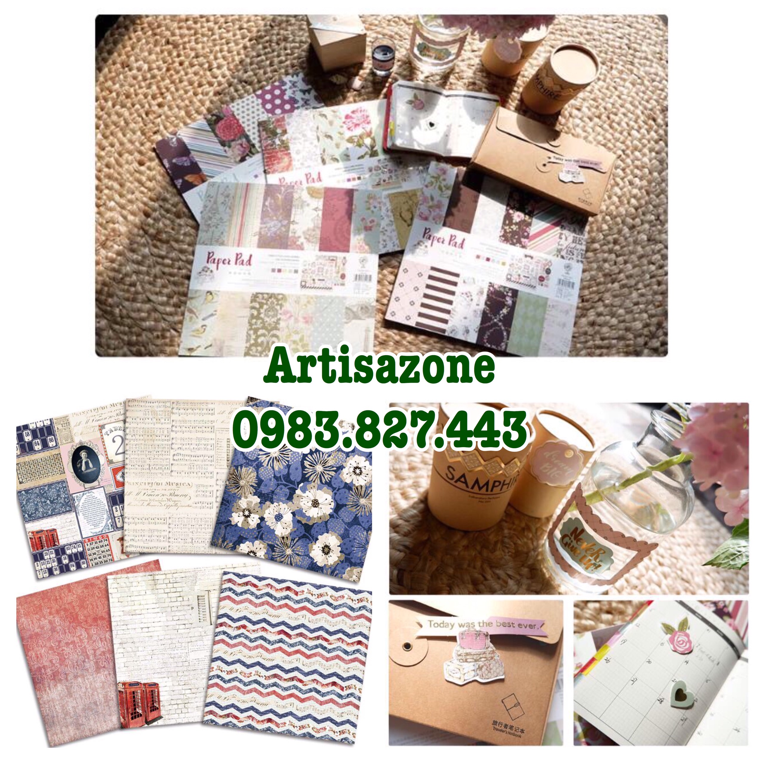Paper pack - giấy họa tiết trang trí scrapbook, thiệp, lovebox - 01 quyển