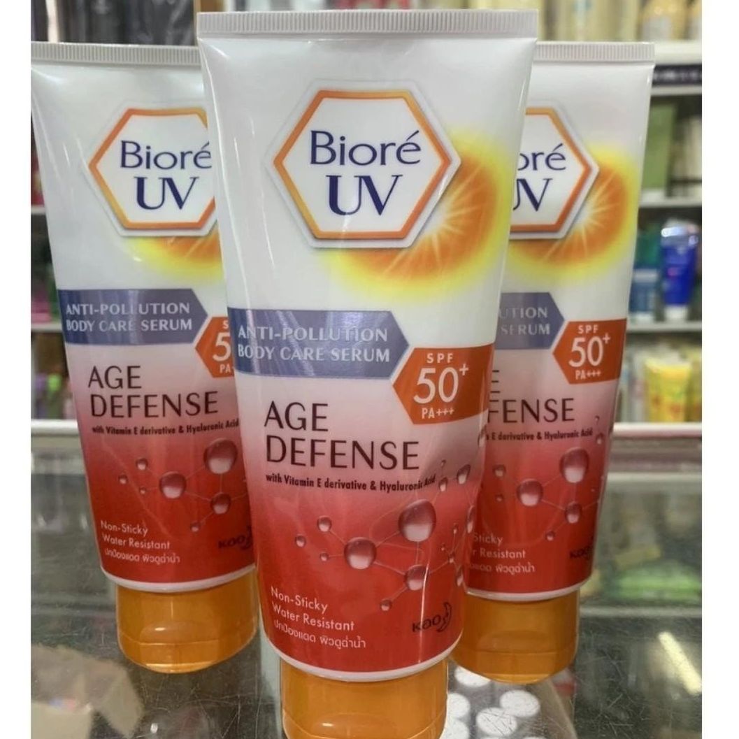 Serum Chống Nắng Dưỡng Thể Biore Dưỡng Ẩm Vượt Trội 150ml - UV Anti-Pollution Body Care Serum Age Defense SPF 50+/PA+++
