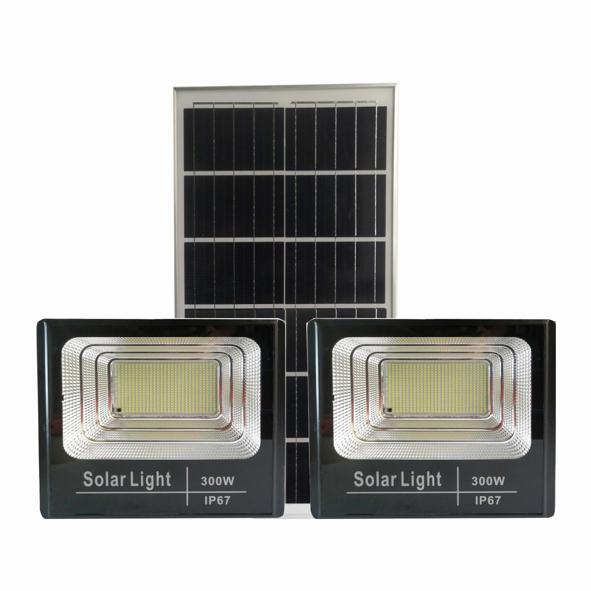 Combo đèn năng lượng mặt trời 300W 1 tấm pin 2 đèn
