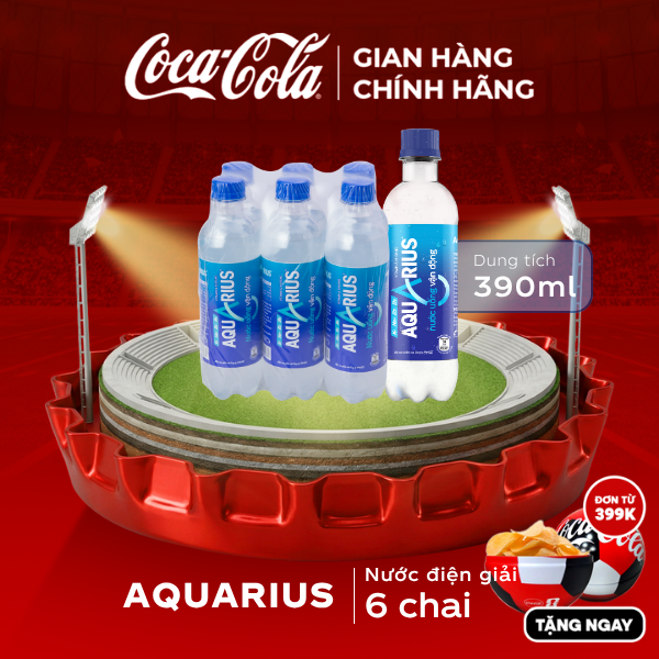 [SIÊU SALE ] Lốc 6 Chai Nước Uống Điện Giải Bù Khoáng Thể Thao Aquarius 390ml/Chai Sale 25.06 Coca-Cola Chính Hãng_LD