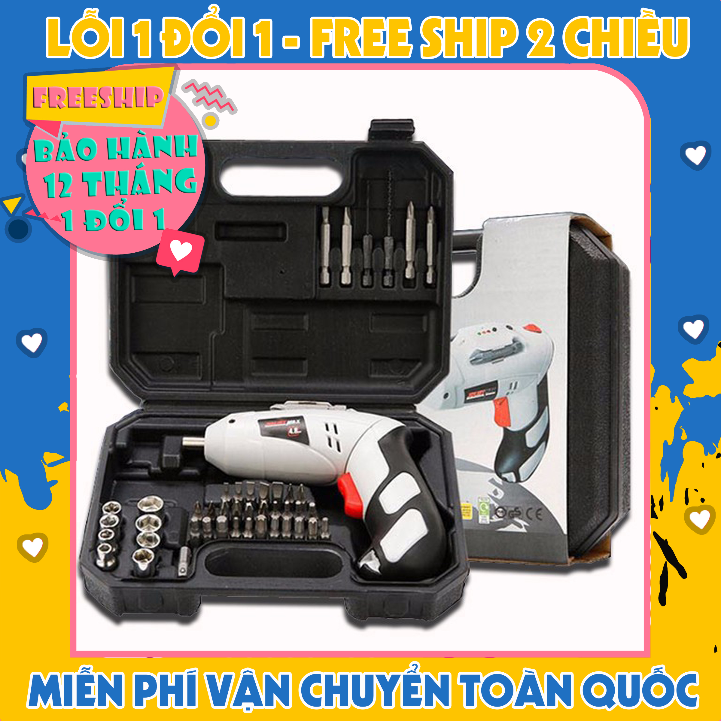 Máy khoan và vặn ốc vít cầm tay mini 45 chi tiết Joust Max- Bảo Hành 12 Tháng