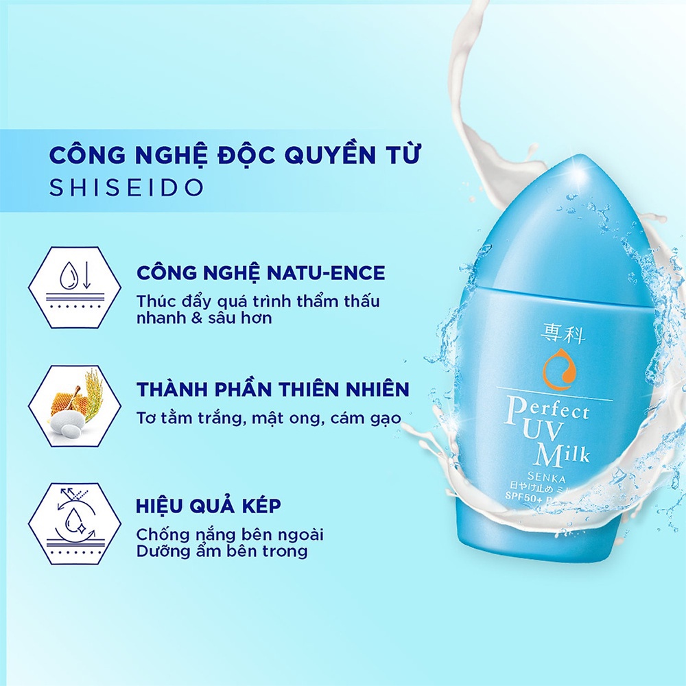 Kem chống nắng senka perfect uv dạng sữa 40ml & gel 80ml & essence 50g