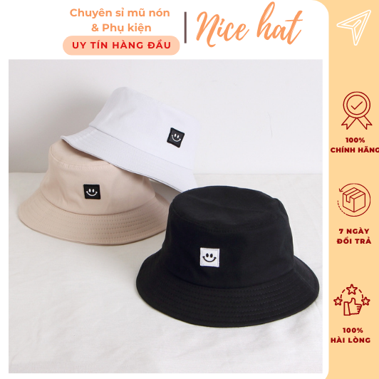 Mũ bucket vành tròn mặt cười smile phong cách hàn quốc - m30