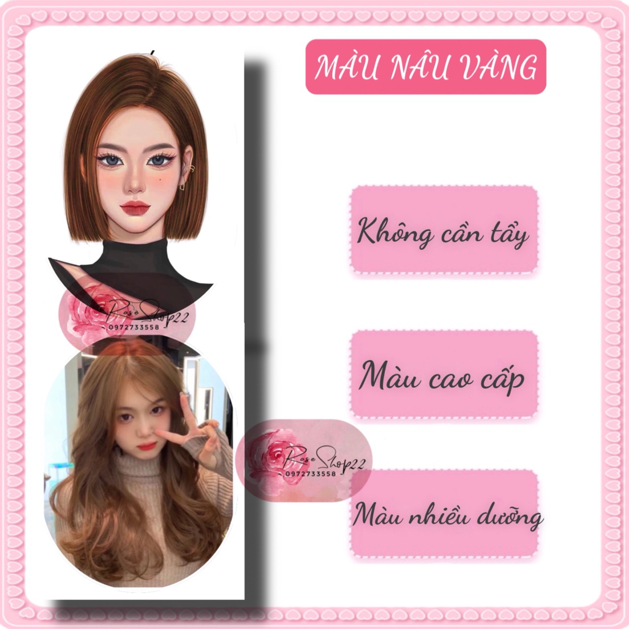 Combo Thuốc Nhuộm Tóc Màu NÂU VÀNG Không Tẩy