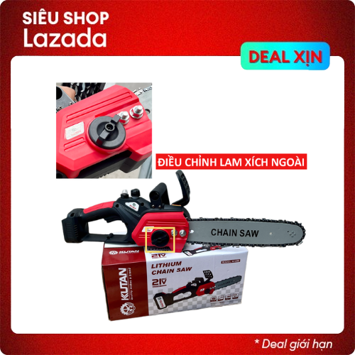 Máy cưa xích Pin KUTAN không chổi than lam xích 12inch núm điều chỉnh lam xích ngoài