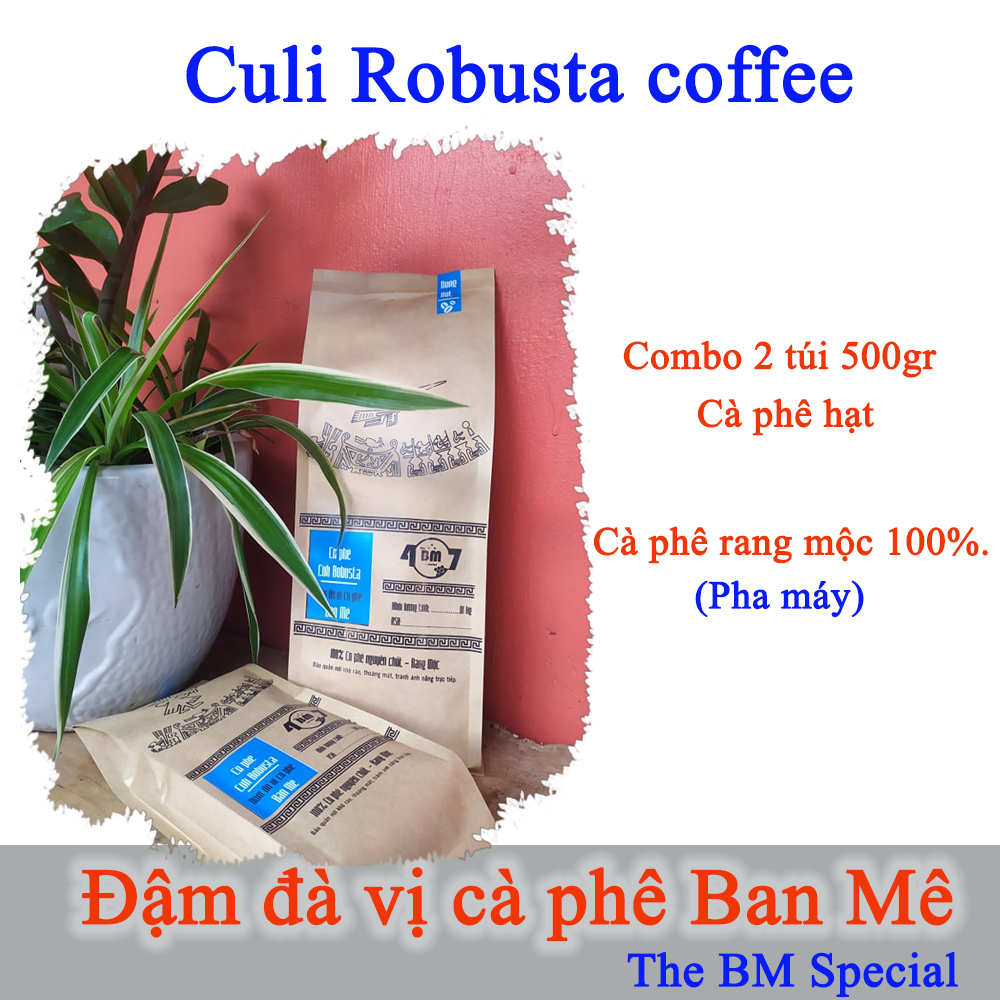 Culi robusta rang mộc 100% - cà phê sạch. combo 2 bịch 500gr