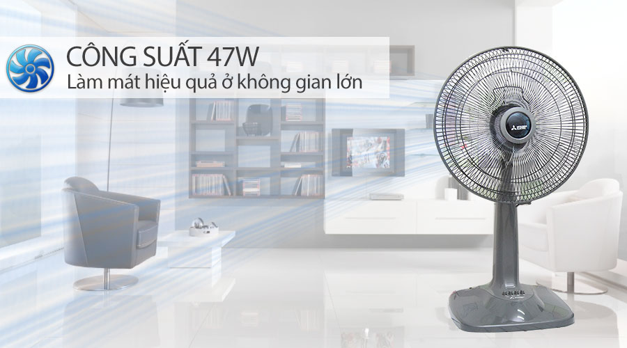 Quạt bàn mitsubishi r16-gv cy-gy xám