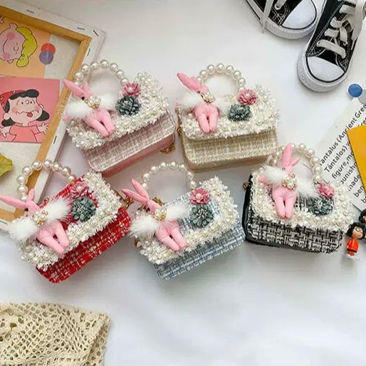 Túi Dạ Quai Ngọc Hình THỏ Cho Bé Siêu Sang Chảnh