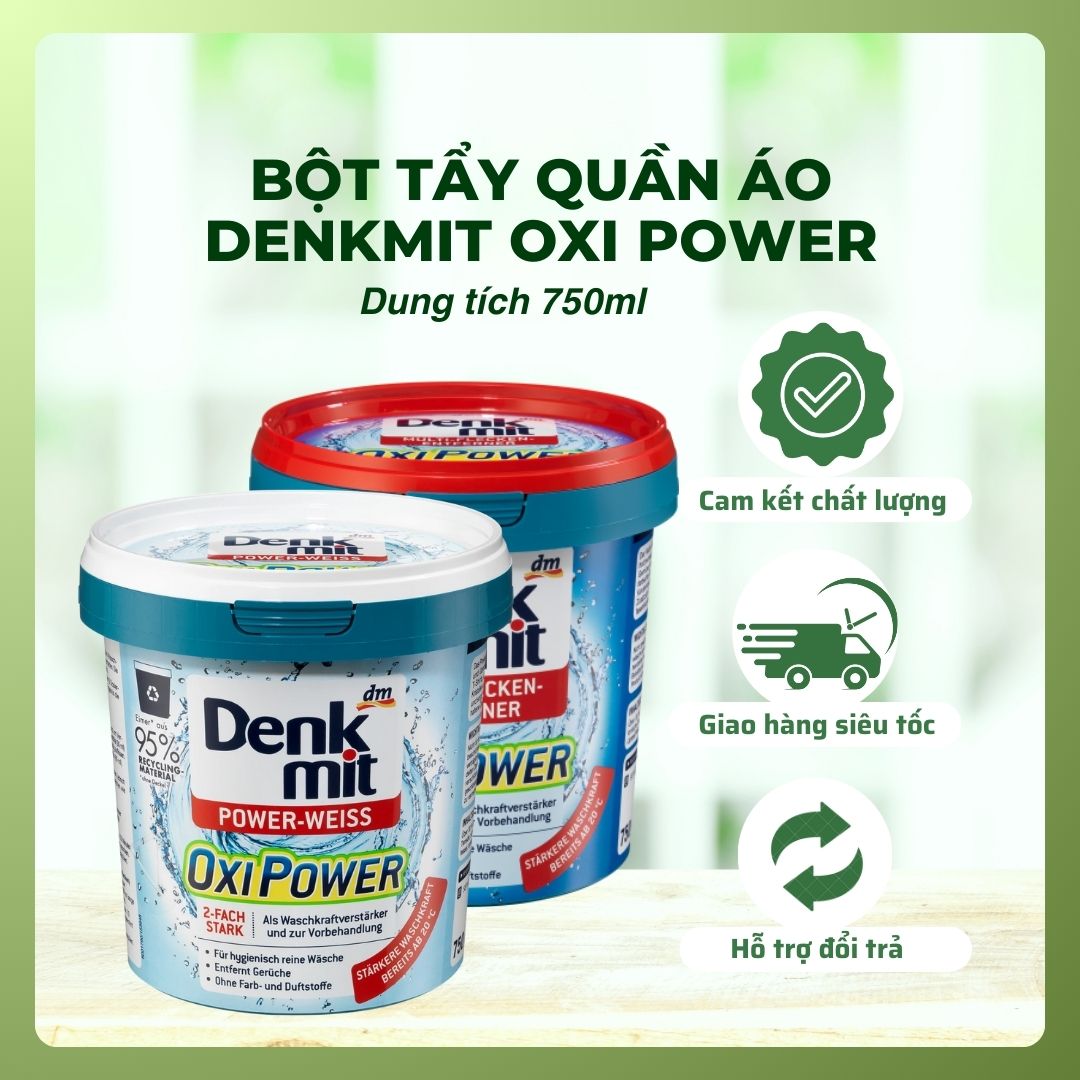 Denkpd oxygen power garment bleach powder German quality cleaning stains on White/color clothes, 750gr box