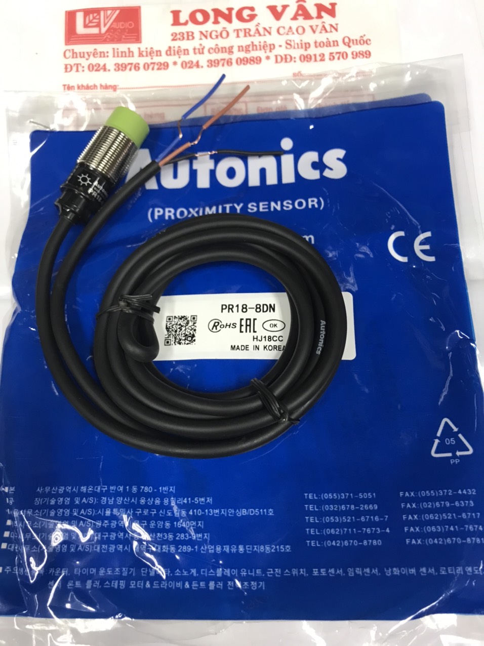Cảm biến tiệm cận autonics pr18-8dn, pr18-8dp 8mm 12-24vdc