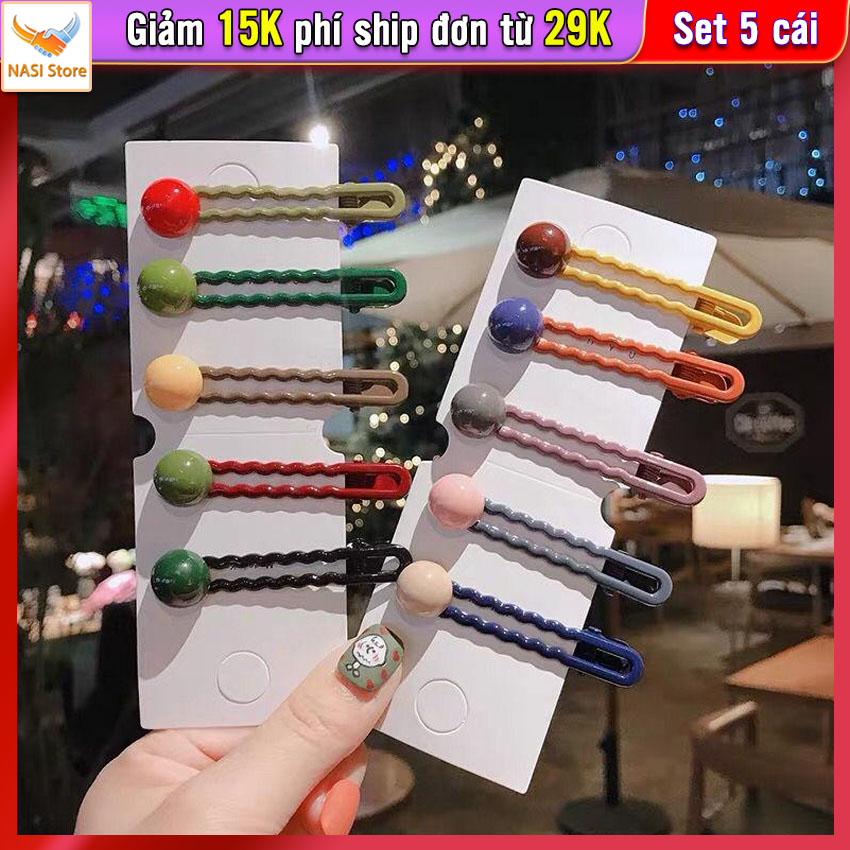 Kẹp tóc nữ dạng sóng [Set 5 cái] NASI Store dễ thương phong cách hàn quốc kẹp tóc mái nữ phụ kiện tóc giao ngẫu nhiên