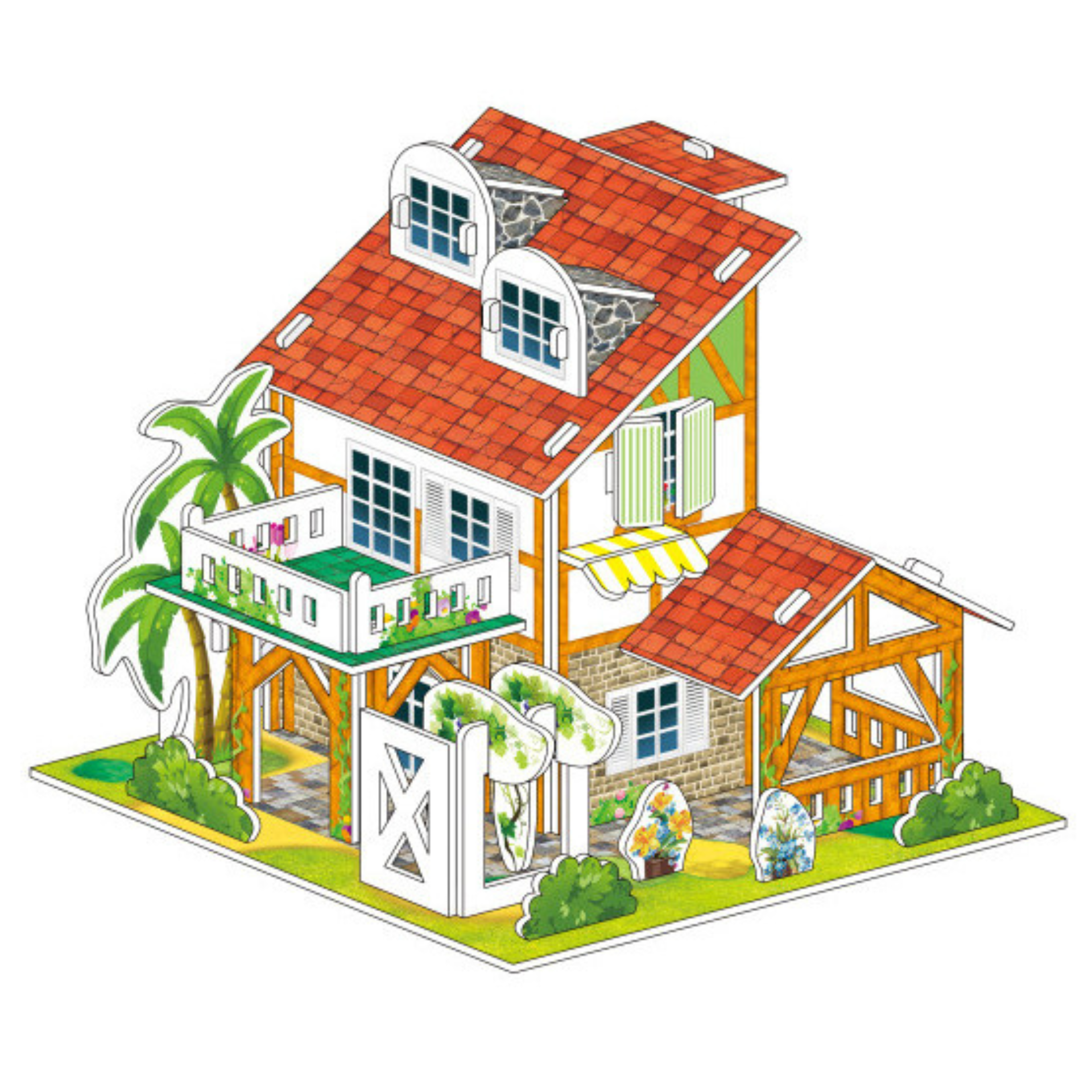 Đồ chơi lắp ghép mô hình 3D-Đồ chơi lắp ghép mô hình ngôi nhà nhỏ-Đồ chơi lắp ghép mô hình phát triển trí tuệ cho bé bằng bìa carton