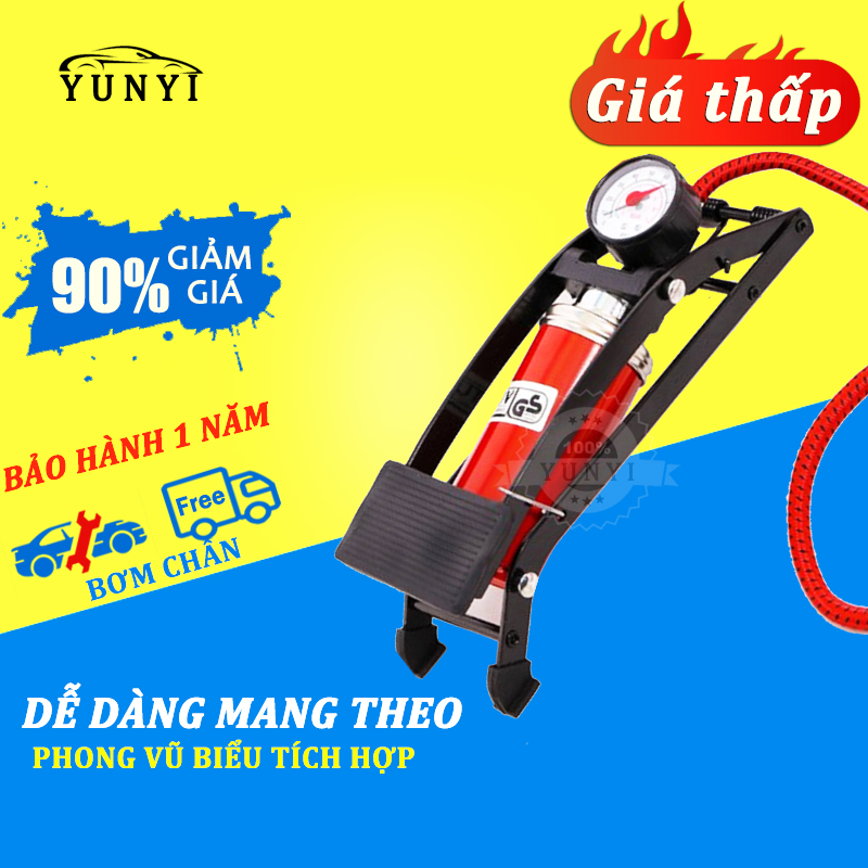 Bơm xe đạp xe máy cao cấp chính hãng,bơm xe máy đạp chân,bơm lốp xe máy có đồng hồ đoáp suất dùng cho xe máy, xe đạp ,ô tô