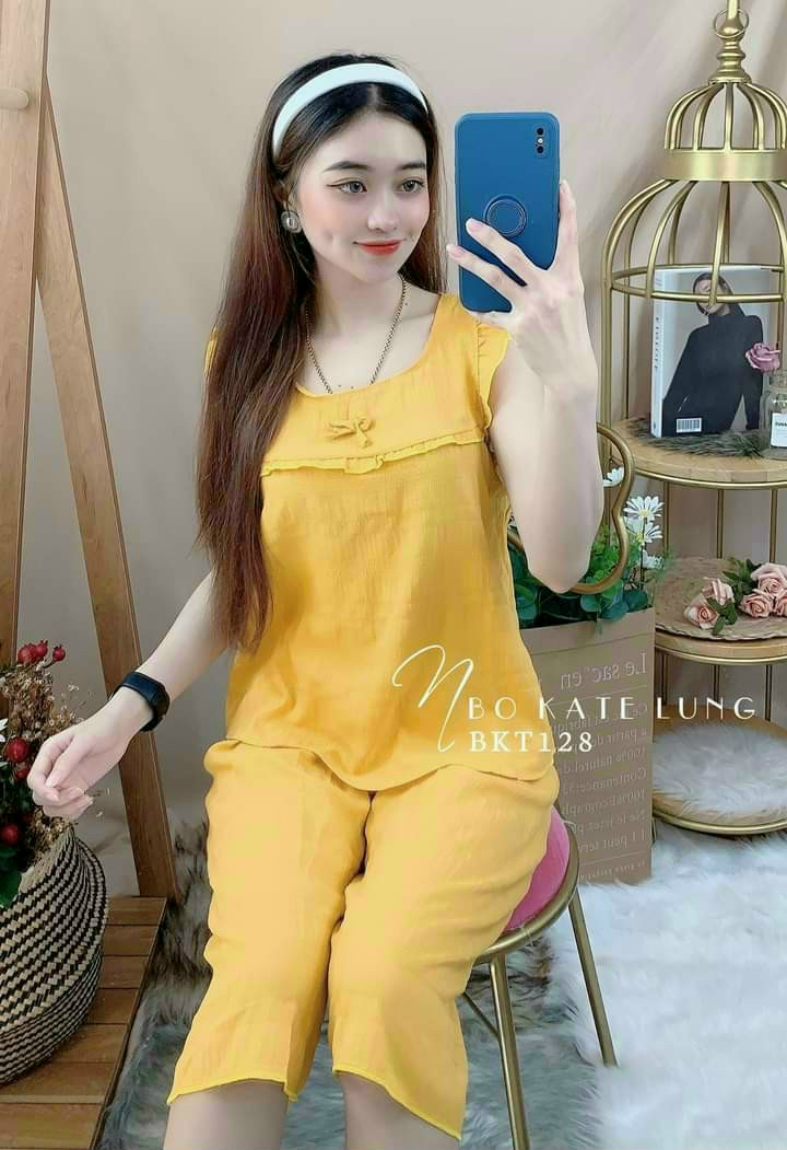 Đồ bộ lửng mặc nhà kate lụa trơn - đồ bộ nữ - đồ thun mặc nhà - Kim Thanh Shop Online