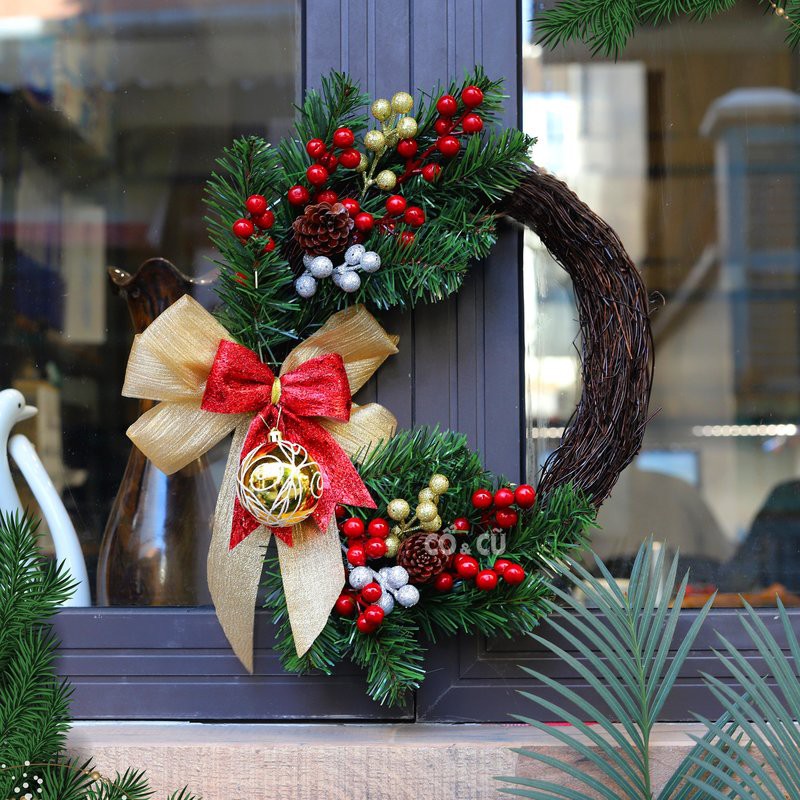 Vòng nguyệt quế treo cửa đón tết, vòng trang trí noel, vòng hoa trang trí tết